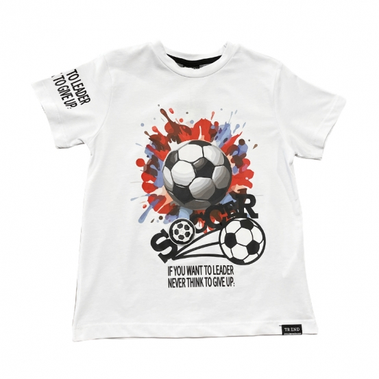 Светеща детска тениска за момче с футболен принт – "Soccer"