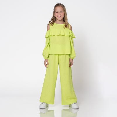 Тийн комплект Contrast от две части – спортно-елегантен стил с голо рамо и къдра