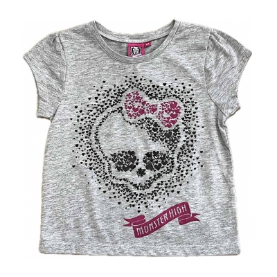 Детска тениска за момиче Monster High с череп и сърца